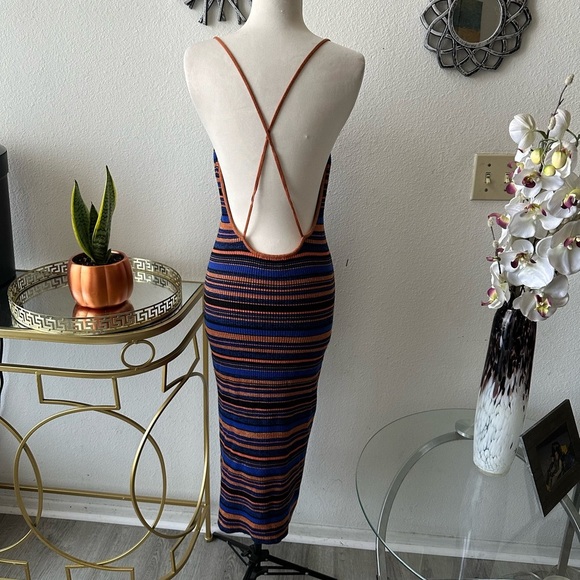 Majorelle Knit Striped Multicolor Lurex Midi Dress, Size Small  full of color - Picture 5 of 6
